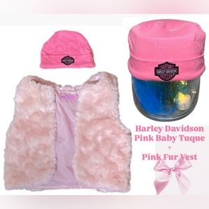 🎀 Harley Davidson🎀 Adorable Pink Baby Beanie Tuque Hat